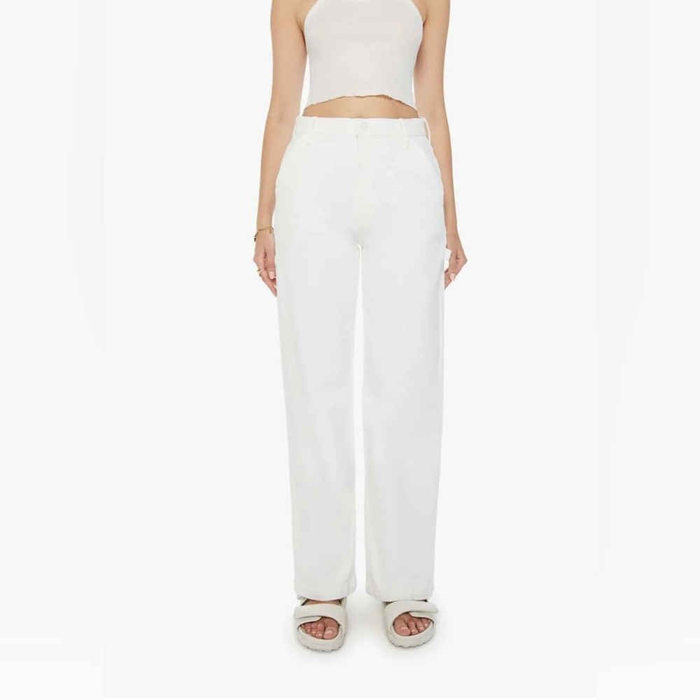 MOTHER Jeans the Stud Finder Sneak in Totally Innocent wide leg size 27 white